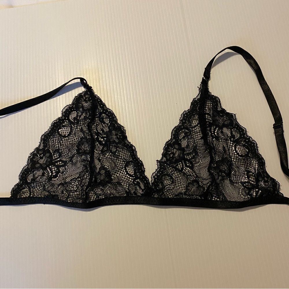 Baci black lace unlined sexy bralette feminine romantic goth S/M